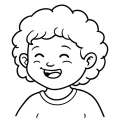 Obraz premium Joyful child with curly hair and open mouth happy laughing