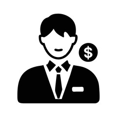Finance professional with the money symbol indicating financial expertise and business acumen