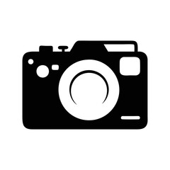 Black and white silhouette of a vintage camera icon illustration graphic