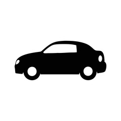 Silhouette of a sporty coupe car, side view on a white background
