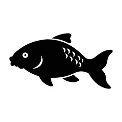 Monochromatic black and white illustration of a stylized swimming fish profile