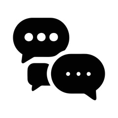 White Chat Bubble Icon on a Black Circle Background for Communication