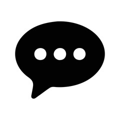 Simple black and white message icon with three dots design graphic