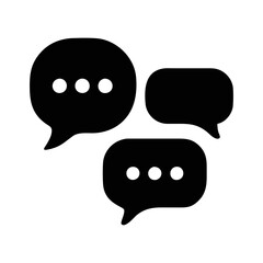 White Chat Bubble Icon on a Black Circle Background for Communication