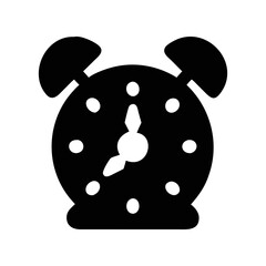 Isolated simple black silhouette of an old fashioned alarm clock image