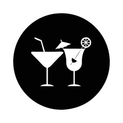 Silhouetted cocktail glasses on a black background evoke a vibrant party scene
