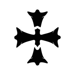 Black and White Maltese Cross Design with Pointed and Curved Features