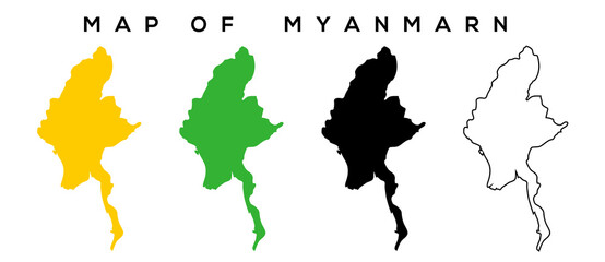 Obraz premium Myanmar Map Outline – Minimal Vector