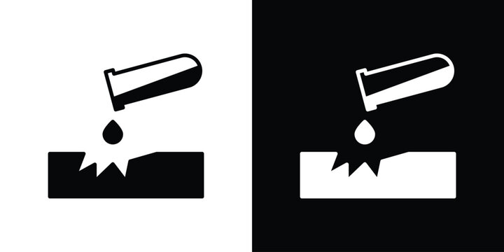 Corrosive substance icon simple flat graphic illustrations. Black and white silhouette vector