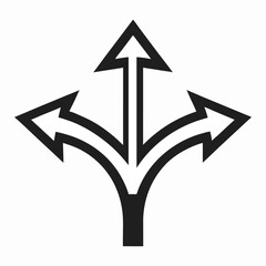 Branching arrow direction symbol split three way