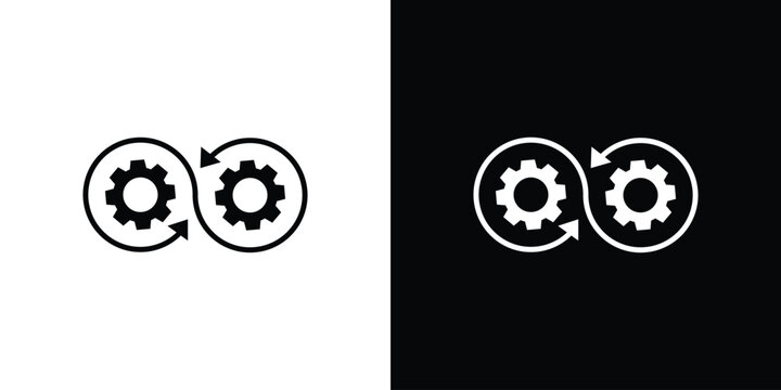 Devops icon simple flat graphic illustrations. Black and white silhouette vector
