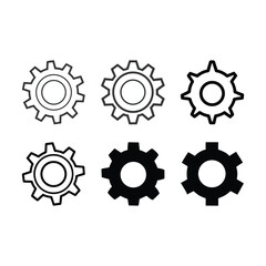Cogwheel icons simple black and white gear mechanical