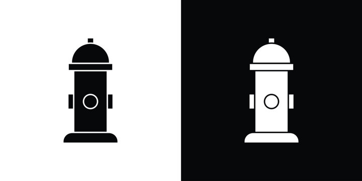 Fire hydrant icon simple flat graphic illustrations. Black and white silhouette vector
