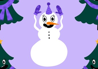 Christmas tree seamless winter balls pattern for wrapping paper and fabrics