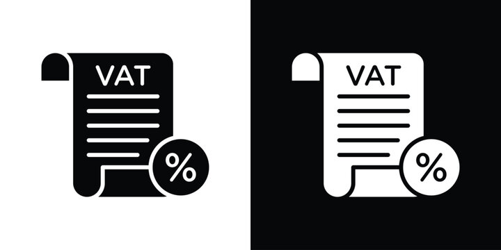 Value added tax VAT icon simple flat graphic illustrations. Black and white silhouette vector
