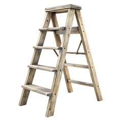 Vintage Wooden Stepladder with Removed Background