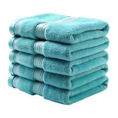 Stack of Teal Towels with Removed Background