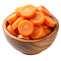 Wooden Bowl of Carrot Slices with Removed Background