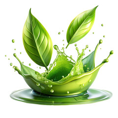 Green Juice Splash with Leaves Removed Background
