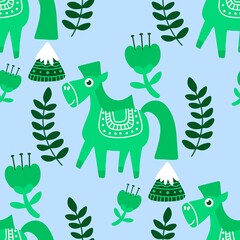 Christmas animals seamless horse pattern for wrapping paper and fabrics © Tetiana