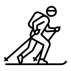 Cross-country skiing icon of skier in motion, minimalist line art design