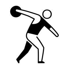 Discus throw icon featuring athlete in action, minimalist design