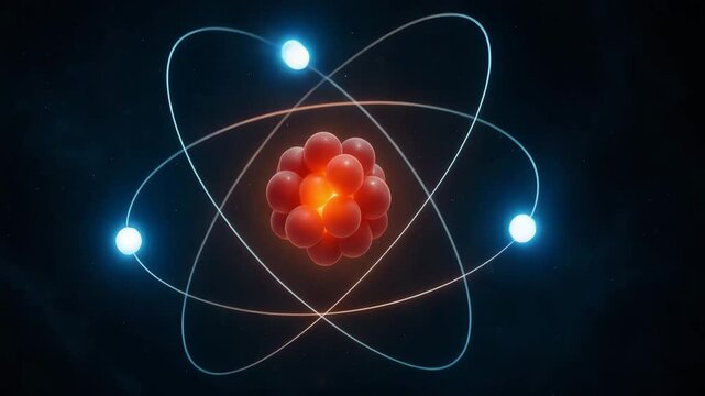 A vivid depiction of an atom showcasing protons, neutrons, and electrons