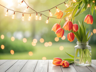 Springtime Tulips String Lights Outdoor 