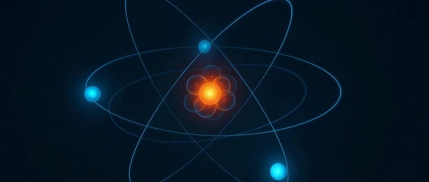 A stunning visual representation of an atom, featuring a central nucleus surrounded by electrons in orbital paths, illustrating the fundamental building block of matter.