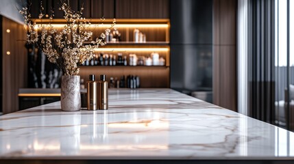 Stylish modern interior marble countertop