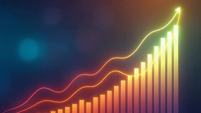 A modern, abstract graph showcasing growth trends with vibrant colors. Ideal for representing financial success, data analysis, and digital marketing concepts. - Powered by Adobe