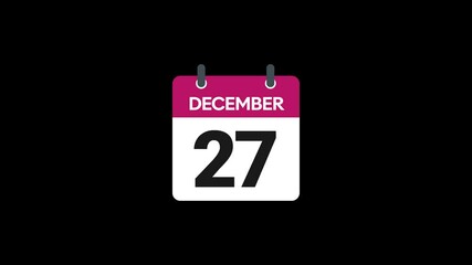 27 December in calendar animation without background
