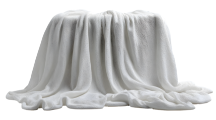 White Soft Plush Blanket Isolated on White Background - Cozy Fleece Throw for Home Decor and Comfort