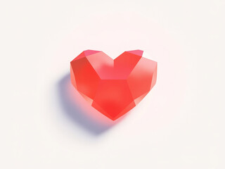 3D Red Heart Symbol on White Background