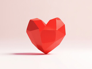 3D Red Heart Symbol on White Background