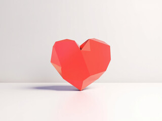 3D Red Heart Symbol on White Background