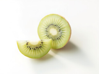 Fresh Kiwi Fruit Sliced on White Background