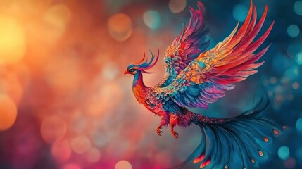 Fototapeta premium Colorful bird in flight