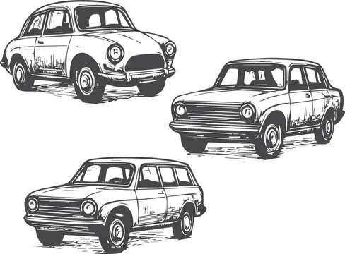 Retro Vehicles: Hand-Drawn Car Sketches