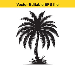 Fototapeta premium Monochrome Silhouette of a Tropical Palm Tree A Vector Graphic for logo and T-Shirt Designs 