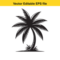 Obraz premium Monochrome Silhouette of a Tropical Palm Tree A Vector Graphic for logo and T-Shirt Designs 
