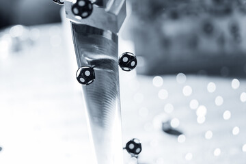 Precision engineering: metal part 3d scanning with reflective markers of blade turbine wheels