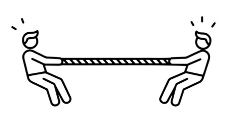 Tug of war icon featuring two competitors in a friendly match