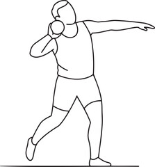 Shot put icon featuring athlete in throwing stance, minimalist design