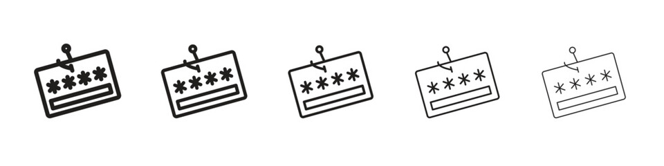 Password phishing icon design in thin editable stroke style for graphic work