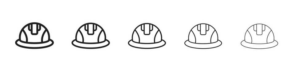Safety helmet icon design in thin editable stroke style for graphic work