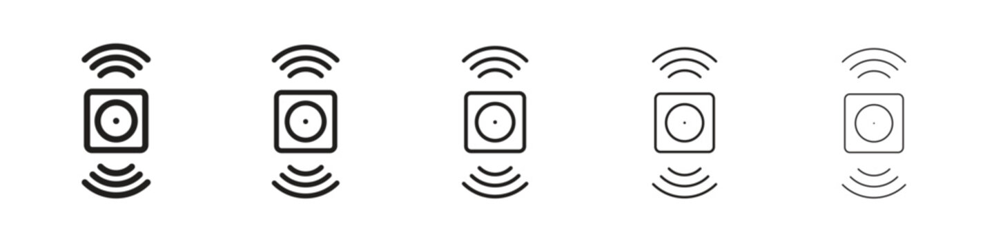 Sensor icon design in thin editable stroke style for graphic work