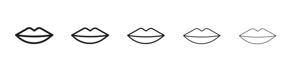 Thin lips icon design in thin editable stroke style for graphic work