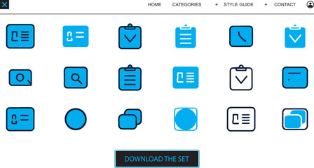 Free Blue and White Icon Set Downloadable UI Elements for Web and App Design