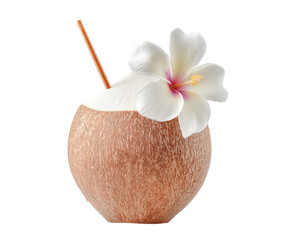 Tropical drink with flower straw